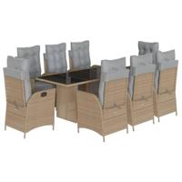 9-delige Tuinset met kussens poly rattan gemengd beige - thumbnail