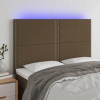 Hoofdbord LED 144x5x118/128 cm stof donkerbruin - thumbnail