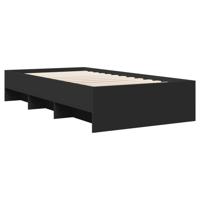 Bedframe bewerkt hout zwart 150x200 cm - thumbnail