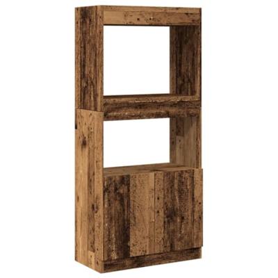 Hoge kast 63x33x140 cm bewerkt hout oud houtkleurig