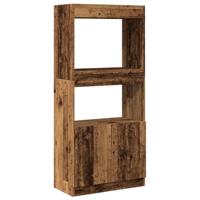 Hoge kast 63x33x140 cm bewerkt hout oud houtkleurig - thumbnail