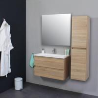 Badkamermeubel Boss & Wessing Pepper Acryl Wastafel Met Kraangat Inclusief Spiegel 80x55x46 cm Eiken Boss & Wessing - thumbnail