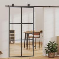 Schuifdeur met beslag 102x205 cm aluminium en ESG-glas - thumbnail