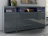 Dressoir INAZO 2 deuren 3 lades grijs/hoogglans grijs - thumbnail