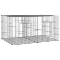 VidaXL Konijnenkooi met 2 panelen 110x79x54 cm gegalvaniseerd ijzer - thumbnail