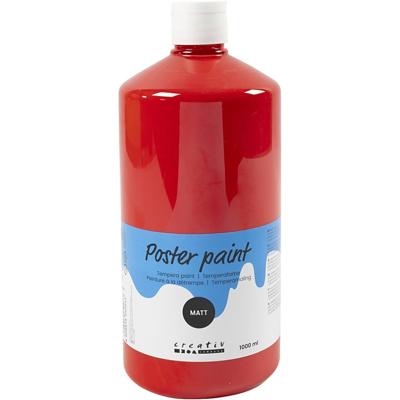 Creativ Company Tempera verf mat, rood, 1000 ml/ 1 fles