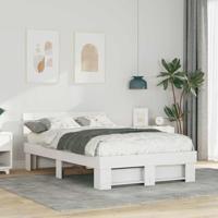 Bedframe met hoofdeinde Wit 140 x 190 cm Massief grenenhout - thumbnail