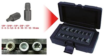 KS Tools 150.1385 Spiraal-schroef- en boutuitdraaier-set, 15-delig