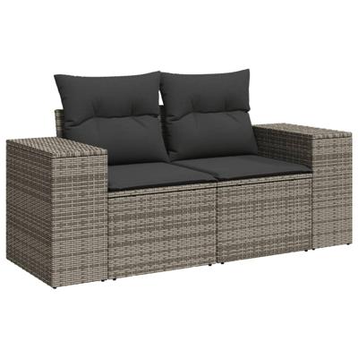 5-delige Loungeset met kussens poly rattan grijs - thumbnail