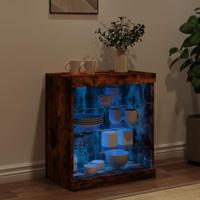 Dressoir met LED-verlichting 60,5x37x67 cm gerookt eikenkleur - thumbnail