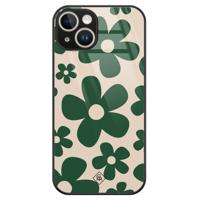 iPhone 13 hardcase - Retro flowers groen - thumbnail