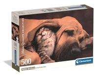Clementoni legpuzzel hond en kat, 500st. - thumbnail