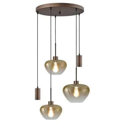 Masterlight Hanglamp Genua 3+2 lichts Ø 50 cm amber cacao