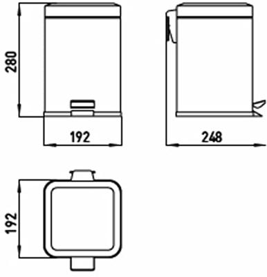 Emco System 2 afvalemmer 5 l. met deksel vierkant Chroom