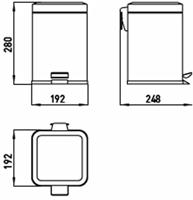 Emco System 2 afvalemmer 5 l. met deksel vierkant Chroom - thumbnail