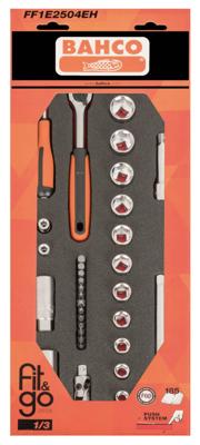 Bahco Foaminlay Fit&Go 1/3 met doppen en toebehoren 1/4" en 3/8" - 33-delig - retailverpakking - FF1E2504EH