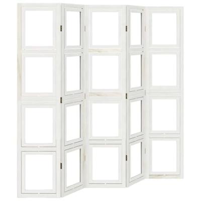 Kamerscherm met 5 panelen massief paulowniahout wit Kamerscherm met 5 panelen massief paulowniahout wit