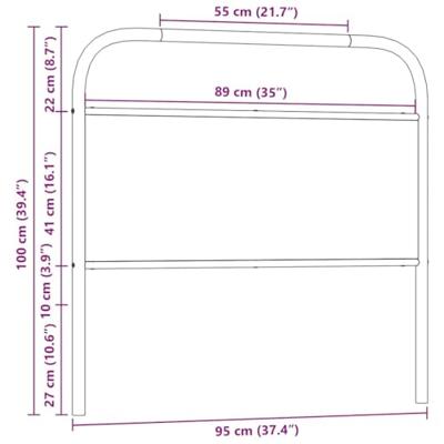 Hoofdbord 90 cm bewerkt hout en staal bruin eikenkleurig Hoofdbord 90 cm bewerkt hout en staal bruin eikenkleurig