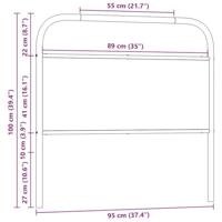 Hoofdbord 90 cm bewerkt hout en staal bruin eikenkleurig - thumbnail