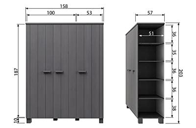WOOOD Kledingkast 'Dennis' 3-deurs, kleur Staalgrijs