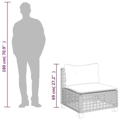 Tuinbank zonder armleuning met kussens poly rattan beige Tuinbank zonder armleuning met kussens poly rattan beige