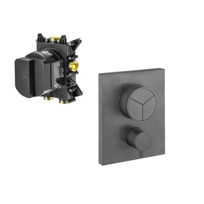 Crosswater Crossbox douchekraan - met inbouwdeel - thermostatisch - geschikt voor 3 functies - push - leisteen SW927994 SW408404 Crosswater Crossbox douchekraan - met inbouwdeel - thermostatisch - geschikt voor 3 functies - push - leisteen SW927994 SW408404