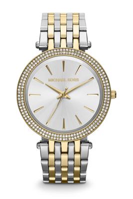 Gerenoveerd Michael Kors MK3215 dames Darci tweekleurig roestvrijstalen armbandhorloge