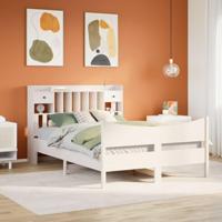 Bedframe zonder matras massief grenenhout wit 160x200 cm - thumbnail