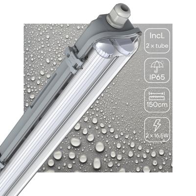 LED&apos;s Light Dubbele LED TL lamp 150 cm - compleet met LED buizen - Binnen en buiten - 6120 lm - 2x16.5W - 4000K
