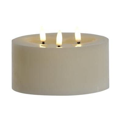 Kaars LED Home ESPRIT Beige 15 x 15 x 7 cm (AA)