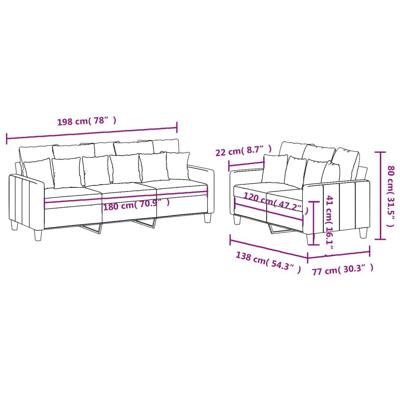 2-delige Loungeset met kussens stof lichtgrijs