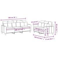 2-delige Loungeset met kussens stof lichtgrijs - thumbnail