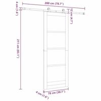 Schuifdeur met Bevestigingsset 78x211 cm Van Massief Vurenhout - thumbnail