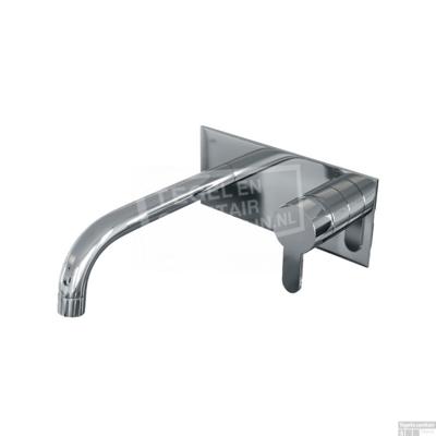 Brauer Chrome Edition Wastafelmengkraan inbouw - gebogen uitloop links - hendel plat smal - afdekplaat - model D 1 - chroom 5-CE-004-B4