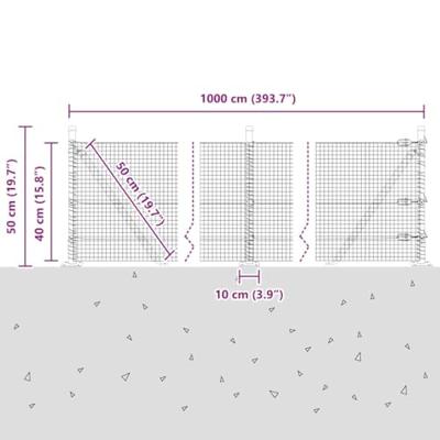 VidaXL Afrasteringspaal zilver 10 x 0,4 m (19 x 19 mm gaas) staal