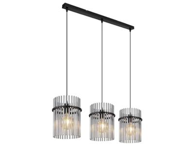 Globo Zwarte hanglampGorley met smoke glas 3-lichts - 15698-3H