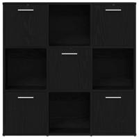 Boekenkast 90x28x90 cm bewerkt hout zwart eikenkleur - thumbnail