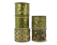 3 stuks! Kerst Lint polyester draad l270 cm en b6.3 cm mosgroen Decoris - Decoris - thumbnail