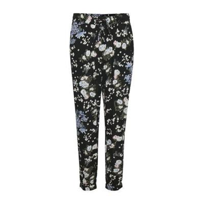 Kaffe Curve gebloemde straight fit broek KCecuda zwart/lichtblauw/donkergroen Kaffe Curve gebloemde straight fit broek KCecuda zwart/lichtblauw/donkergroen