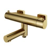 Hotbath Badkraan Gal Opbouw Thermostaatkraan Met Wegdraaibare Uitloop Geborsteld Messing PVD - thumbnail