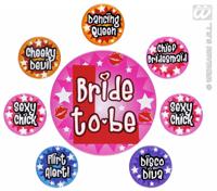 Set van 8 Buttons Vrijgezellen feest dames - thumbnail