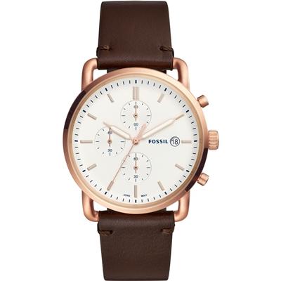 Horlogeband Fossil FS5476 Leder Bruin 22mm