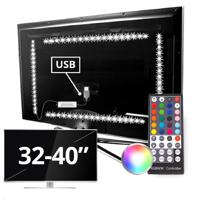 Tv backlight set met 4 RGBWW ledstrips voor tv's 32-40 inch - thumbnail