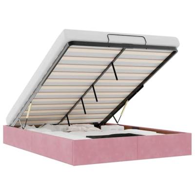 Ottoman bedframe zonder matras 140x200 cm fluweel roze