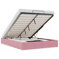 Ottoman bedframe zonder matras 140x200 cm fluweel roze - thumbnail