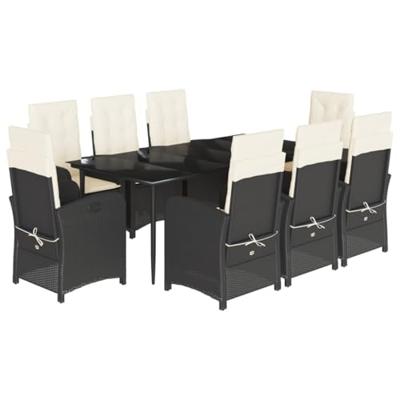 9-delige Tuinset poly rattan zwart