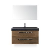 Seville Badmeubelset 100 cm - Tabacco - Wastafel Lucca 1 kraangat - met Sence Spiegel - thumbnail