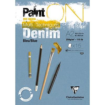 Clairefontaine Painton Mixmedia - Blok - 250 gr - 15 Blad - Denim Blauw