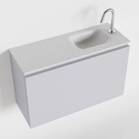 MONDIAZ OLAN 80cm toiletmeubel cale. LEX wastafel talc rechts 1 kraangat - thumbnail