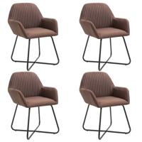 vidaXL Eetkamerstoelen 4 st stof bruin - thumbnail